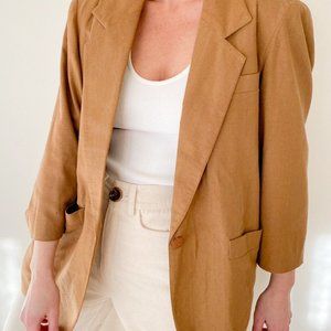 Vintage Raw Silk Camel Blazer
